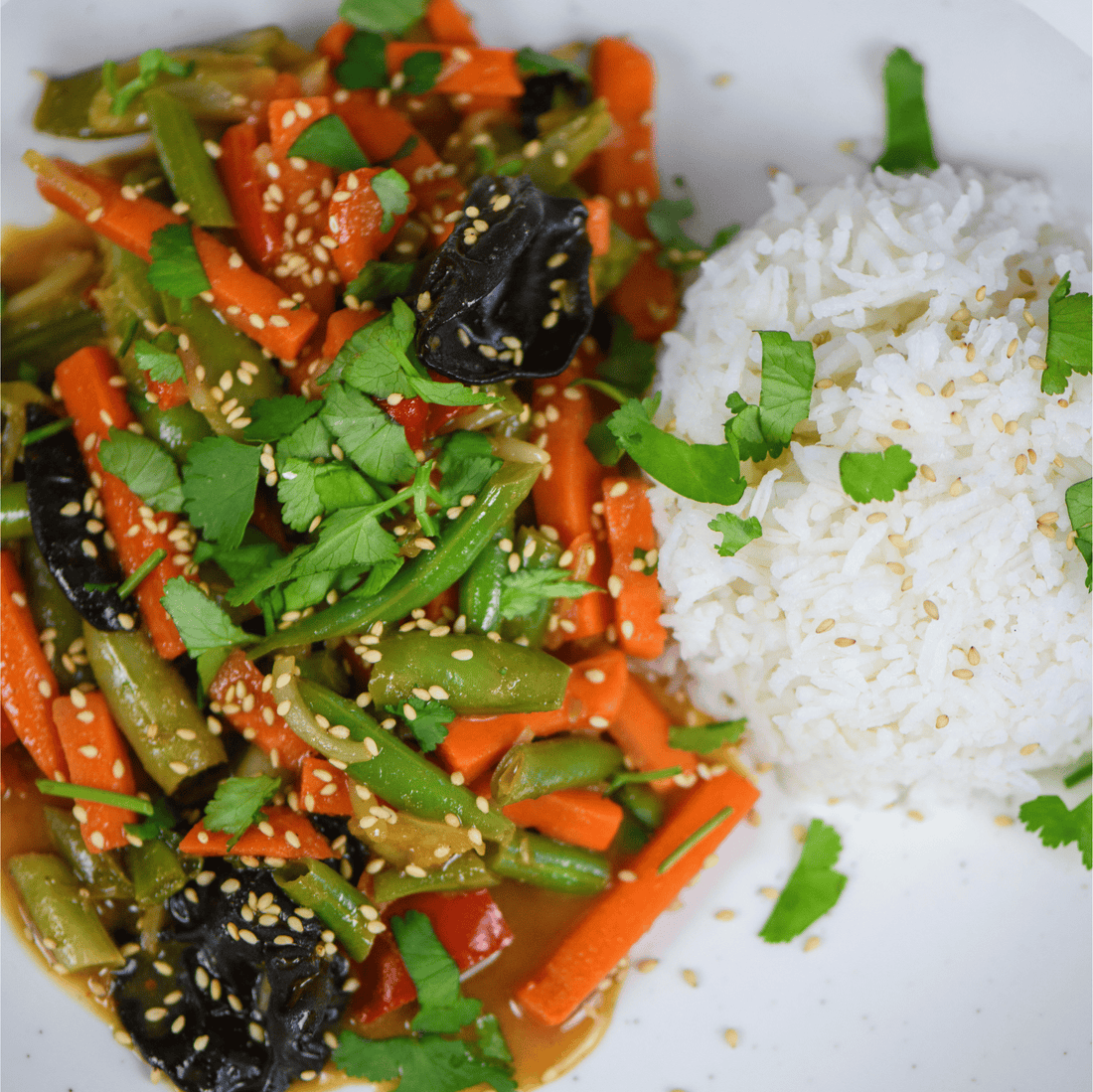 Vegetarische Asiapfanne mit Chili Marmelade Gericht